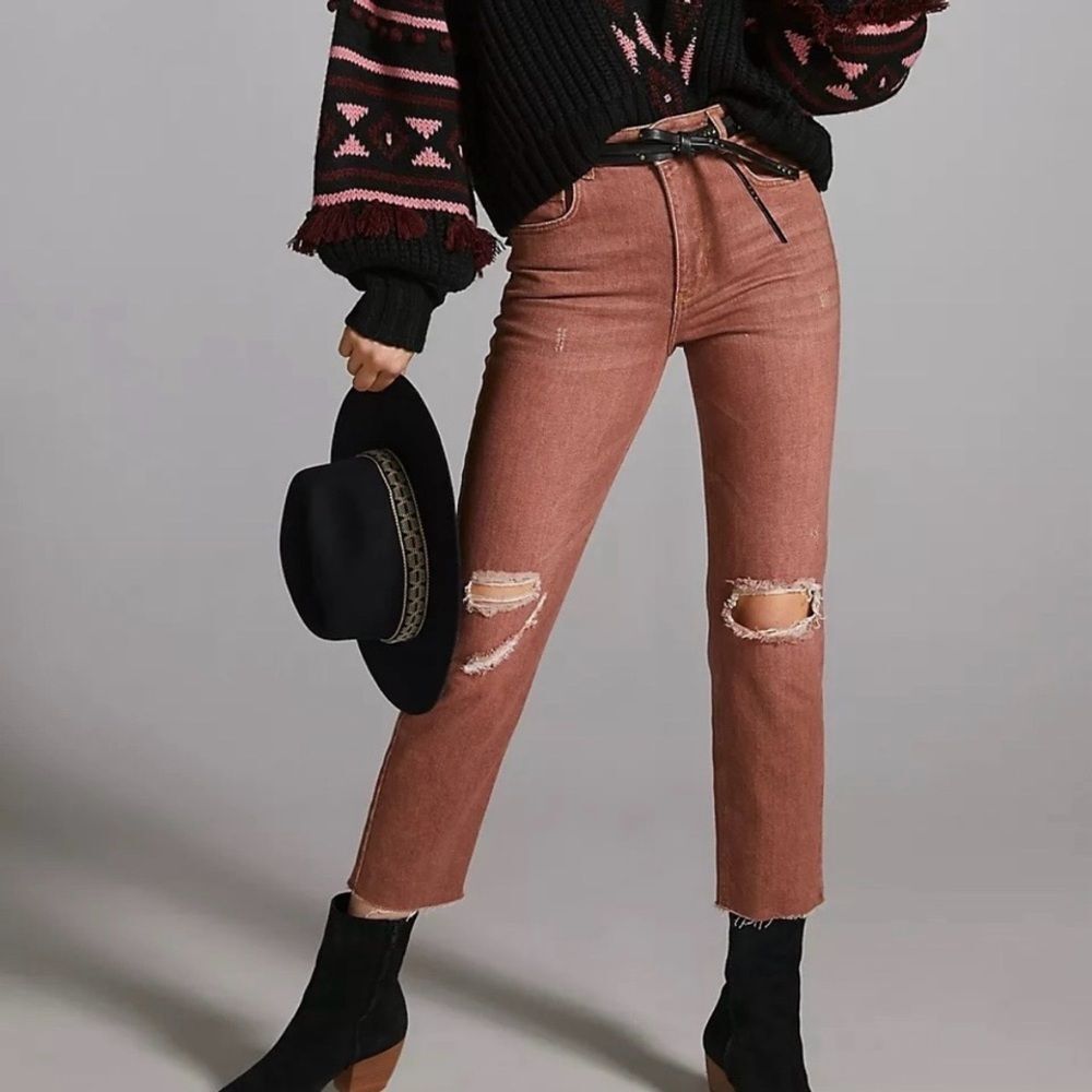 Pilcro Anthropologie The Vintage Straight Distressed Jean Size 28 NEW